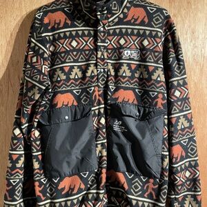 Picture Men's Black and Orange fleece button up